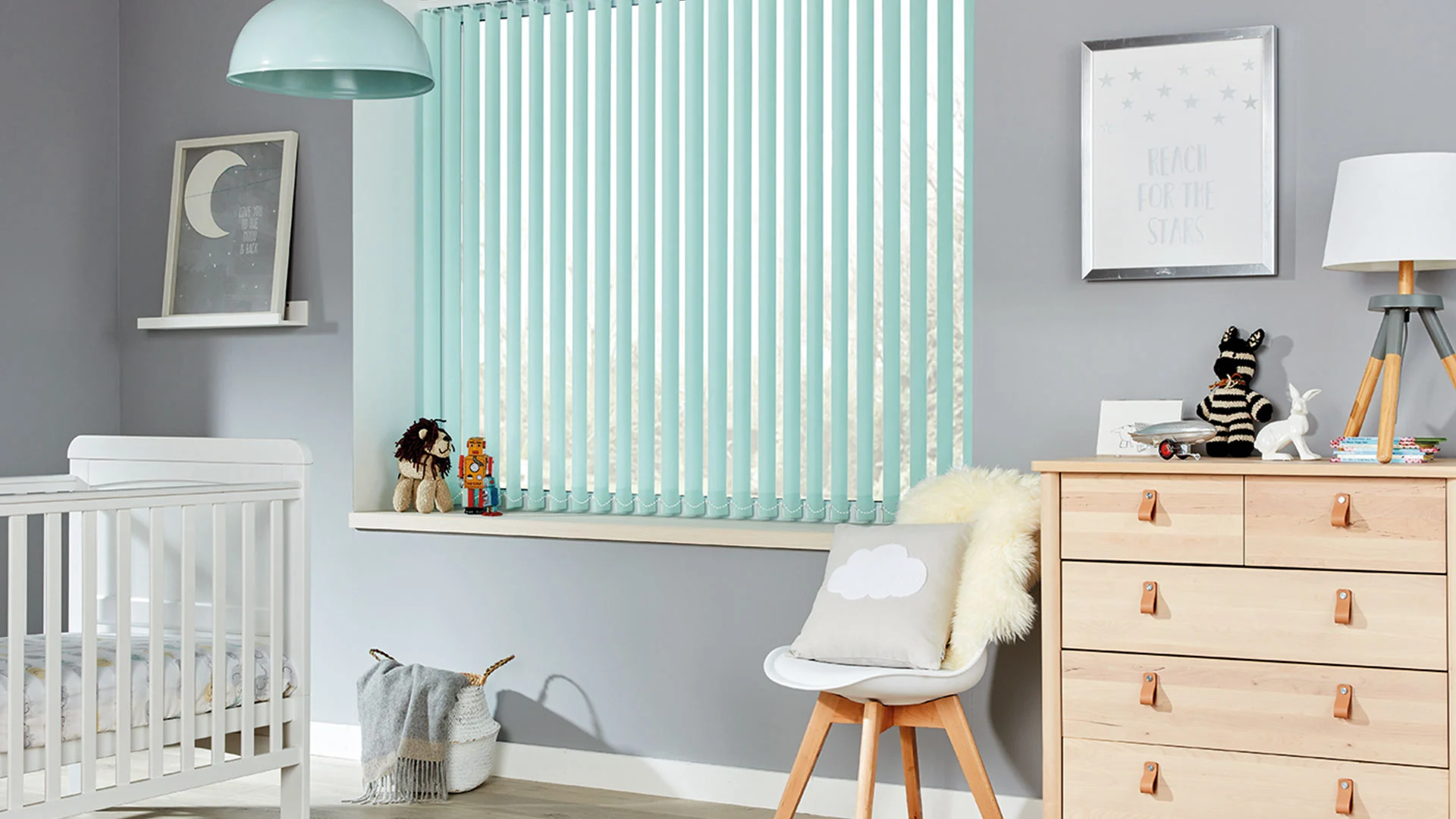 Vertical blinds styled across a wide opening